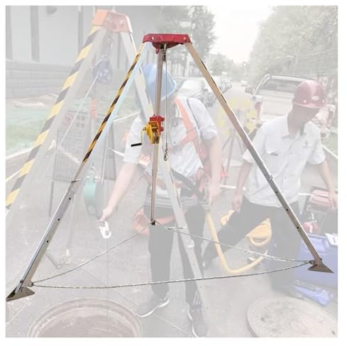 Générique Trépied de Sauvetage d'urgence avec Dispositif autobloquant et treuil de 2600 LB - Équipement de Protection antichute et de Levage pour Conditions Difficiles