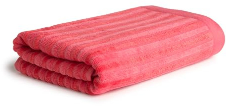 Möve Monochrome Stripes Velours Handtuch 50 x 100 cm aus 80% Baumwolle/ 20% Viskose aus Bambus-Zellstoff, Coral