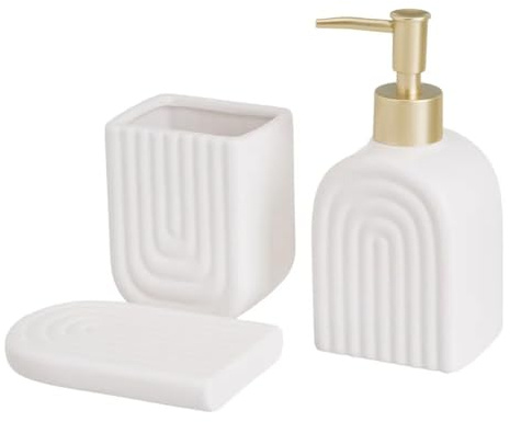 JUANIO Set d'accessoires de Salle de Bain 3 pièces en céramique Coloris Blanc