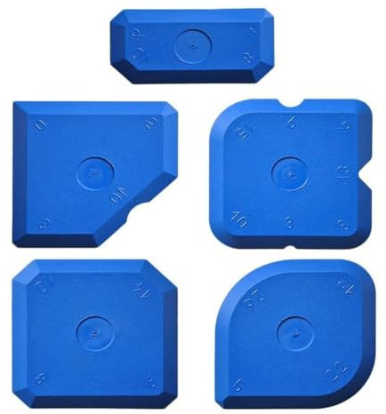 OUDQFCJ Juego de 5 aplicadora silicona, quita y canulas, alisadores de juntas con diferentes, accesorio pistola de cartuchos, boquilla para líquida, Incl. caja de almacenamiento (Azul)
