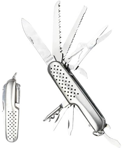 NHPY 1 Pezzi 11 In 1 Coltellino Svizzero, Coltellino Multifunzione, Coltello Svizzero,Coltellino Multiuso,Coltellino Svizzero-11 Funzioni, Forbici,Cavatappi(B)