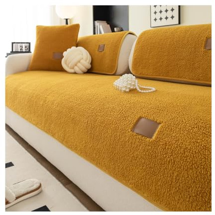 TRQQWEQQ Kuschelige Sofa-Deckung rutschfeste Couch-Hülle Waschbare & Anti-Katzenkralle Sofa-Schutz Für Haushalte Mit Hunden(Giallo,90x120cm)
