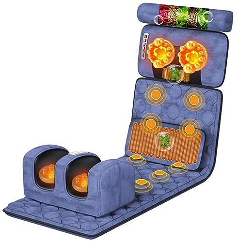 Colchoneta De Masaje Calefactable De Cuerpo Completo Con 20 Cabezales De Masaje Shiatsu For Cuello, Colchón De Masaje Relajante Con 9 Niveles De Fuerza Ajustables For Cuello Y Espalda