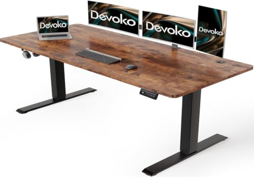Devoko Elektrisch Höhenverstellbarer Schreibtisch 180 x 80 cm, Braun