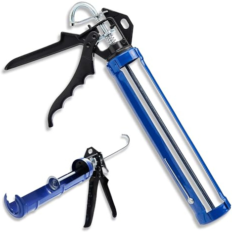 AIBULO 2 Pack Blue Heavy Duty Caulking Guns – Professional Skeleton Sealant Applicators for 310ml Cartridges with Rotating Barrel, No-Drip Flow Stop, Ergonomic Grip & Built-in Puncture Tool