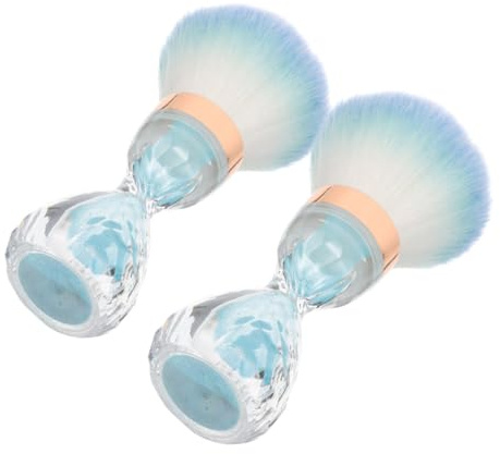 Hohopeti 2pcs Soft Bristle Nail Art Dust Brushes Large Head Powder Remover Cosmetic Cleaning Makeup Tools Blue for Acrylic Nails and
