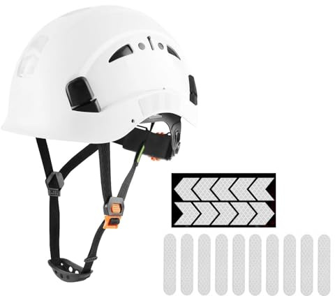 HaoYiShang Industrial Safety Helmet with Visor Ear Muffs Hard Hat with Visor Vented OSHA Approved Hardhats Construction Work Head Protection Certified ANSI/ISEA Z89.1 (White -No goggles)