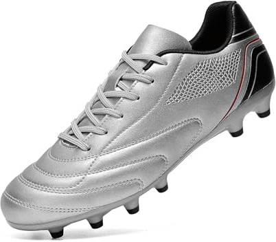 HaloTeam Zapatos de Fútbol Hombres Spike Zapatillas de Deporte Atletismo Profesionales Training Botas de Fútbol,Gris,EU 42
