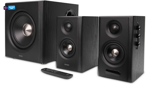 Edifier S355DB - Sistema di altoparlanti Hi‑Res 2.1, 150 W RMS, subwoofer wireless da 5,8 GHz, HDMI eARC, LDAC Bluetooth 6.0, USB-C, ottico, coassiale, DSP Tri-Amp DSP, design premium (nero)