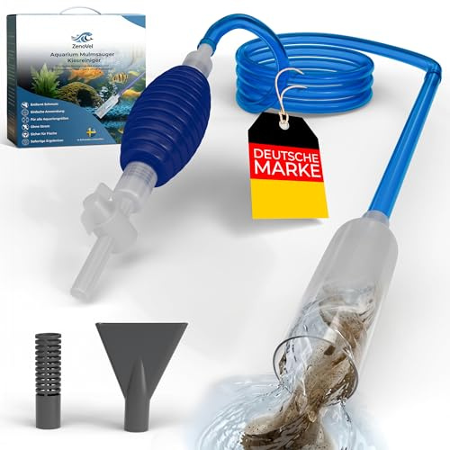 ZenoVel Mulmsauger Aquarium Set Kiesreiniger Bodensauger Teichschlammsauger für Wasserwechsel Mulmglocke Reinigung von Sand Pflanzen Deko Filter Zubehör inkl Schlauch Tank Cleaner