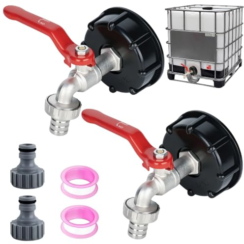 Robinet Cuve 1000l S60x6 Ibc Raccord Robinet Avec Raccord De Tuyau 1/2Adaptateur De Réservoir En Alliage D'aluminium De Jardin Avec Adaptateur En Plastique Pour De Cuve