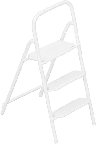 Generic 1/12 Miniatyrtrappstege Metall Slitstark Praktisk Sagovärldsinredning för Arbetsrum, Kök (Vit)