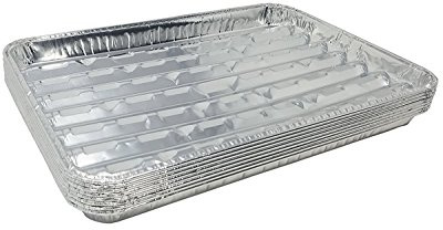 DCS Deals Pack of - Disposable Aluminum Broiler Pans – Good for BBQ, Grill Trays – Multi-Pack of Durable Aluminum Sheet Pans – Ribbed Bottom Surface - (Pack Of - Large Broiler pan) (15)
