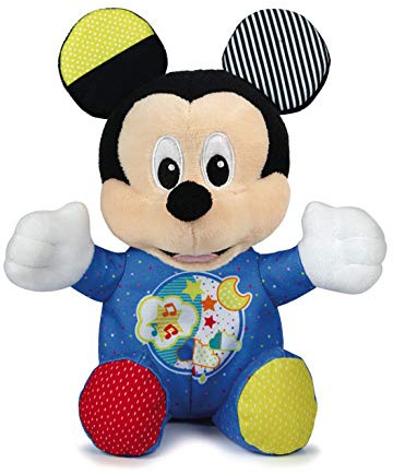 Clementoni 17206 Disney Baby – Mickey Leucht-Plüsch | Kuscheltier für Kleinkinder & Säuglinge, Stofftier mit Licht und Musik, Einschlafhilfe für Kinder