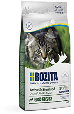 Bozita Active & Sterilised Katzentrockenfutter mit Lamm – 10 kg– getreidefreies Katzenfutter für sterilisierte, aktive Katzen – 33 % Protein, 20 % Fett – ohne Zucker & ohne Gentechnik
