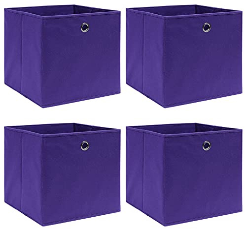 vidaXL 4x Aufbewahrungsbox Zusammenklappbar Spielkiste Regalkorb Faltkiste Korb Kinderbox Box Kiste Regalbox Staubox Lila 32×32×32cm Stoff