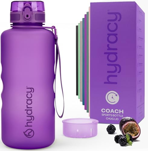 Hydracy Water Bottle with Time Marker - Large 2 Litre BPA Free Bottle & No Sweat Sleeve - Leak Proof Gym Bottle with Fruit Infuser Strainer & Times to Drink - Ideal for Fitness, Sports & Outdoors