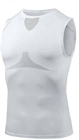 AMZSPORT Camiseta de Compresión Sin Mangas para Hombre, Chaleco de Gimnasio de Secado Rápido Capa Base para Correr