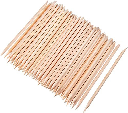 100 palillos de madera naranja para cutículas de uñas para empujador, removedor de manicura, arte pedicura, 4.3 pulgadas