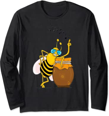 Pot de miel abeille mignon design kawaii nid d'abeille Manche Longue