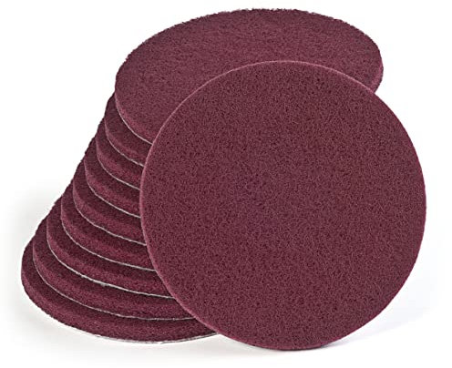 Wfix Klett Schleifvlies für Exzenterschleifer 150mm P120-180 mittel grob - rot | 10 Stück | Schleifschwamm - Polierschwamm 150mm für Metall inkl. Edelstahl, Stein, Holz, Kunststoff etc