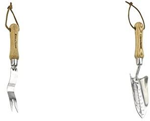Kent & Stowe Hand Wurzelstecher – Unkrautstecher aus Edelstahl für Gras- und Erdflächen, Länge: 30 cm & Pflanzkelle – Handschaufel aus Edelstahl zum Pflanzen und Umtopfen, 32,5 cm