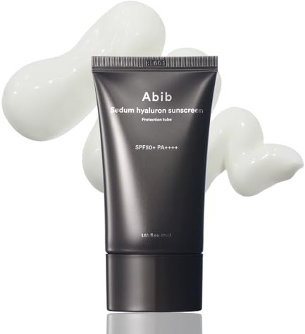 Abib Sedum - Crema solar Hyaluron 1,69 ml/150 ml I Reef Safe Protector solar, no pegajoso, fácil de lavar, alantoína para calmar la piel, menos sensible al estrés