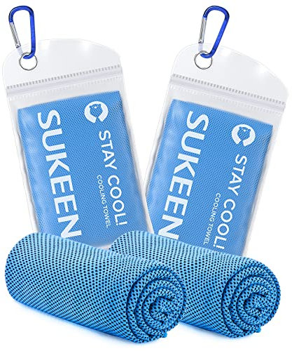 Sukeen Asciugamani Rinfrescanti in Microfibra - Ideali per la Palestra e lo Sport, Pack da 2 Asciugamano Freddo Yoga Palestra Morbidi e Traspiranti (100 x 30 cm)