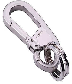 Deolven Moschettone Portachiavi, Keychain in Lega di Zinco per Moto e Auto con 2 Anelli Portachiavi, Porta Chiavi con Moschettoni per uomo e Donna Argento