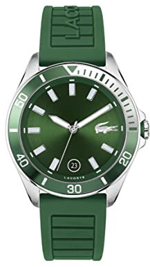 Lacoste Analog Quarzuhr für Herren Kollektion TIEBREAKER mit Grünes Silikonarmband - 2011263