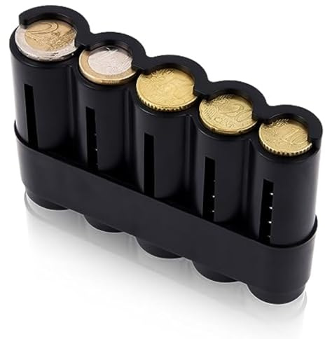 Münzbox - Münzspender Euro mit 5 Fächern - Münzsortierer mit Schnell-Fixierung, coin holder, münzen aufbewahrun, kleingeld aufbewahrung - Aus Kunststoff