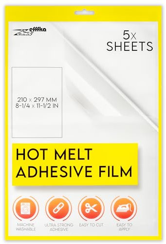 ZEFFFKA Heißklebefolie Stoffreparatur Bügel-Flicken Saum Dekorieren von Kleidung Fixieren Basteln Etikettieren Langlebig Waschbar Einfache Anwendung Textilien Fünf große Bögen für vielfache Verwendung