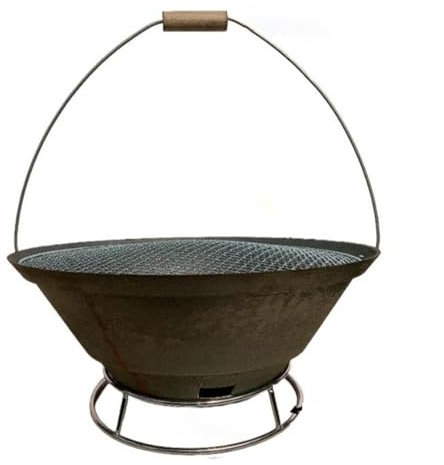BNEI Barbacoa de sobremesa, Pozo de Fuego portátil, Rejilla de Hierro en la Parte Inferior, Tres tamaños Disponibles (Medium)