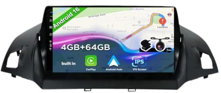 BXLIYER Android 15 Autoradio pour Ford Kuga Escape C-Max 2013-2017 - 2G+32G - 2 DIN 9 Pouce - Caméra arrière GRATUITES - Soutien Dab Volant WLAN Carplay Android Auto Split-Screen Bluetooth Mirrolink