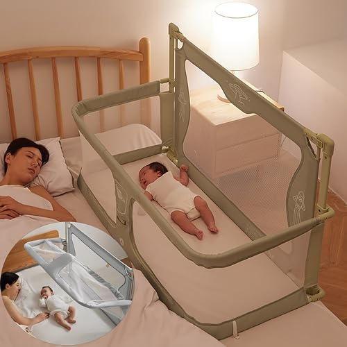 3 in 1 Beistellbett Baby, 120x50cm, Babywiege, Kinderbett Babybett Kinderreisebett Stubenwagen Baby beistellbett Baby boxspringbett,mit Moskitonetz,der auf das Bett gestellt Werden kann ( Color : Ligh