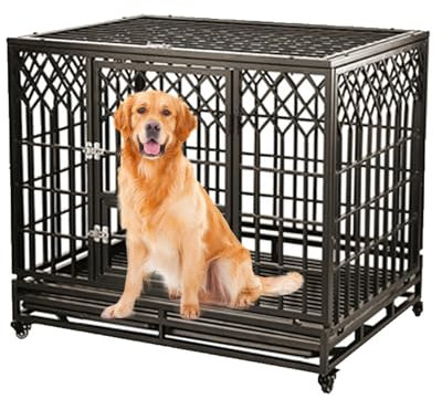 BAYTEWJX Hundehaus für Drinnen mit Abnehmbares Tablett Hundehütte für mittelgroße Hunde Eckige Hundehütte Hundebox Hundehaus mit Türriegel für kleine Hunde bis mittelgroße Hunde. (Size : 115x80x98cm)