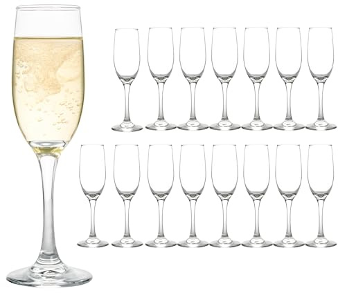 HAKEEMI Elegant Champagne Flutes Set of 16 Champagne Glasses for Wedding or Christmas, 6 oz Ideal for Sparkling Wine - Dishwasher Safe