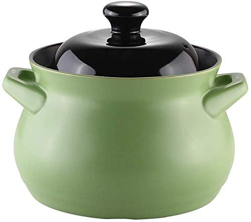 CVNIMV Casseruola Padella Rotonda in Ceramica per Uso Domestico, Pentola Resistente alle Alte Temperature, Fuoco Aperto, Piatto per Brasare Casseruola A Cottura Lenta/Giallo/2.2L (Gre