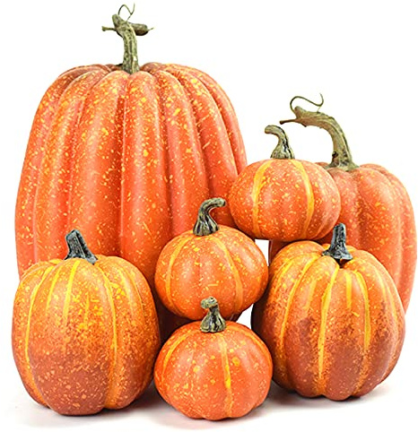 Kouoybt Halloween Artificial Pumpkins Foam Pumpkins Faux Pumpkins Decorations for Halloween Thanksgiving Home Party Supplies (Orange, One Size)