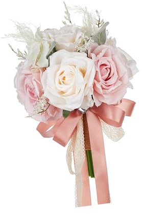 Harilla Hochzeitsstrauß, Brautstrauß, romantische Brautjungfern, künstliche Blumen, Blumenstrauß für die Dekoration zum Jahrestag, Abschlussfeier, ROSA
