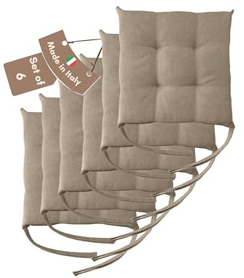 Il Tuo Artigiano Design 6 Stuhlkissen im Set, 40 x 40 cm 6 cm dick, Polsterung aus Schaumstoff und weichem Acryl, Sitzkissen Stuhl 6er Set, Stuhlkissen Outdoor 40x40 (6, Beige)