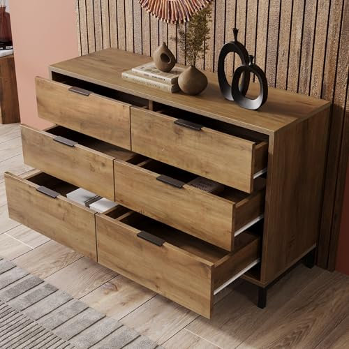SOFTWEARY Sideboard mit Schubladen, 120/40/76 cm, Wohnzimmerschrank, Standschrank, Beistellschrank, Highboard, Mehrzweckschrank, Küchenschrank