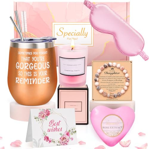 YUEONEWIN Cadeau Femme, Cadeaux d'anniversaire pour femmes avec tasse thermos de 350 ml, cadeaux d'anniversaire pour petite amie, cadeaux de santé pour la fête des mères, maman, épouse, sœur