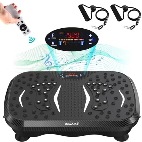 Piastra vibrante per esercizi, piastra vibrante in fibra di carbonio per drenaggio linfatico, piastra vibrante per 150 velocità regolabile con capacità di 204 kg, attrezzatura per allenamento completo