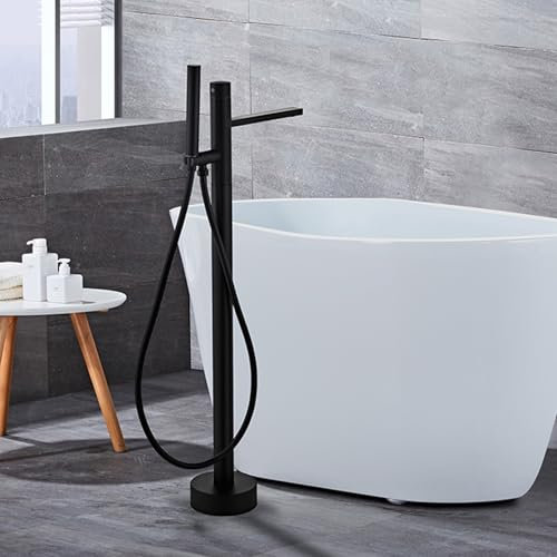 Badewanne Armatur Mischbatterie Dusche Freistehende Badewanne Wasserhahn Schwarz mit Einhebelmischer Messing