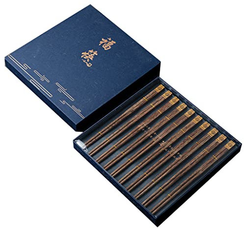 OWOHYG Bacchette riutilizzabili in Legno, Set Regalo con Custodia, Bacchette Giapponesi, Bacchette Cinesi di Lusso in Legno Naturale, Bacchette per Sushi Antiscivolo, Bacchette Lavabili i(10Pair)