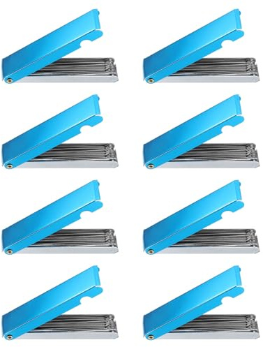 sourcing map 8pcs Torch Tip Cleaner 12 Wire Stainless Steel Carb Cleaning Kit with a Flat File for Carburetors Cleaning Engine Gas Sprinklers Shower Heads Wire, Blue