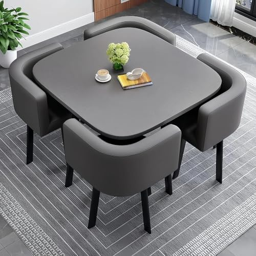 AMZSEW Kitchen Dining Table and Chairs Set 4,Modern Breakfast Bar Table And Chair- Dining Room Sets Back Faux Leather Chair, for Small Spaces Coffee Kitchen meeting table