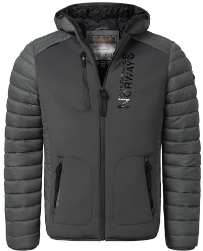 Geographical Norway IMS Production Chaqueta acolchada de invierno para hombre, estilo anorak con capucha, forrada y abrigada, para aire libre, esquí y snowboard, para invierno y otoño, tallas S-7XL, S