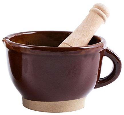 OWOHYG Pestello e Mortaio in Ceramica Set di Mortaio e pestello Macina in Ceramica con Ciotola per versare Il Guacamole Pelapatate Tradizionale per Aglio Mortaio e pestello Macina Mortaio e pestello